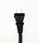 Black electrical plug on a white background